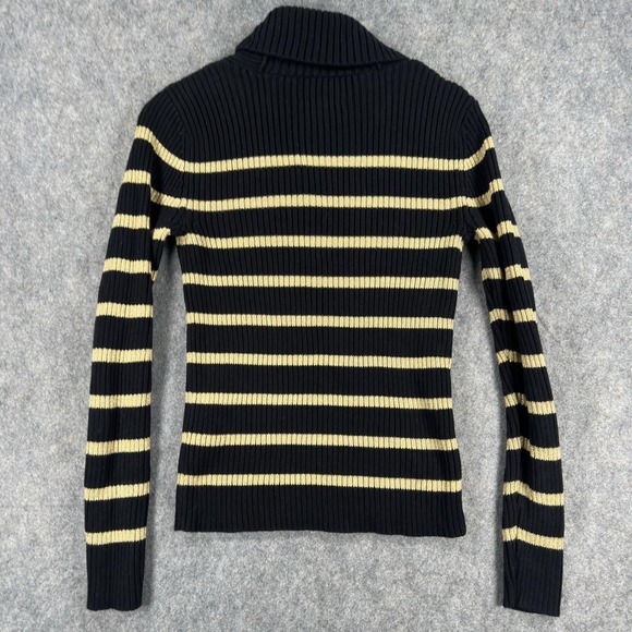 Ralph Lauren Black Label Sweater Womens Small Stripe Shawl Collar Buckle Toggle - Picture 11 of 13